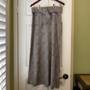Zara Belted Plaid Checkered MIDI/MAXI Skirt Size L